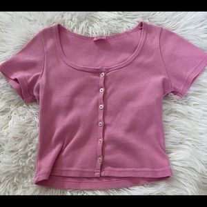 Super cute John Galt by Brandy Melville pink fitted button down tee